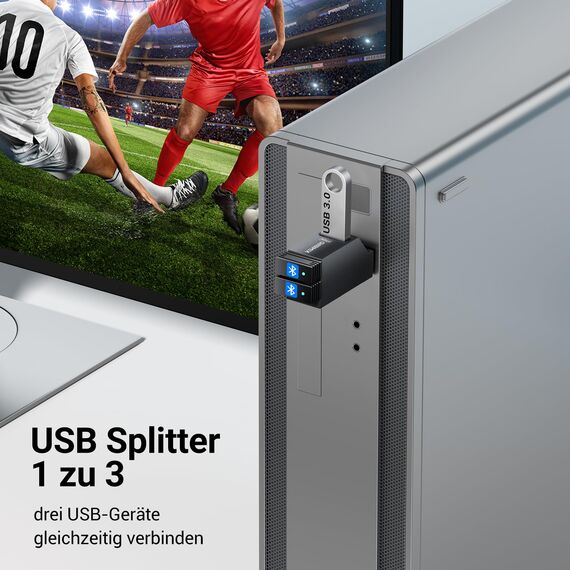 KiWiBiRD USB Doppelstecker Mini USB 3.0 Hub USB Splitter 1 zu 3 Verteiler Adapter zum Laden Strom Mehrfach Port (1x USB3.0, 2X USB2.0) Kompatibel mit Laptop MacBook PC Flash-Laufwerk Tastatur Maus