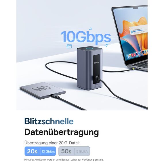 Baseus Nomos Air Mac 12 in 1, Displaylink Docking Station, Dockingstation 2 Monitore Erweiterung für macOS, mit 2K HDMI/DP, 10Gbps USB-C/A, 100W PD, Gigabit Ethernet, Displaylink-Treiber Erforderlich