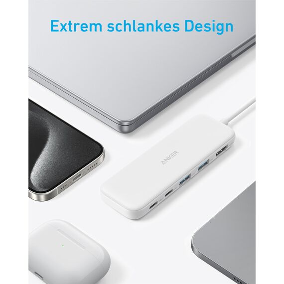Anker 332 USB-C Hub (5-in-1) with 4K HDMI Display, 5Gbps - and 2 5Gbps USB-A Data Ports and for MacBook Pro, MacBook Air, Dell XPS, Lenovo Thinkpad, HP Laptops and More (Weiß)