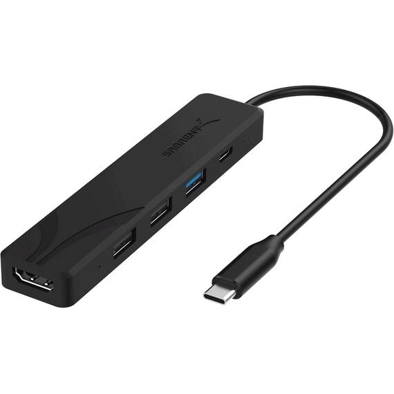 SABRENT USB C Hub mit HDMI 4K 60Hz, 3X USB A, PD 100W Ladegerät, 5-in-1 Multiport Adapter Mehrfach Dock, USB-C Port Dongle kompatibel mit MacBook, iPhone 15/16, iPad, Steam Deck, Laptop, PC (HB-TC5P)