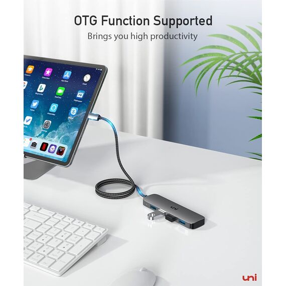 Uni USB C 3.0 Hub 4-Port, 1.2M Ultra Slim Data Hub, kompatibel mit MacBook Pro, iPad Pro, MacBook Air, Dell XPS, Surface Book und mehr