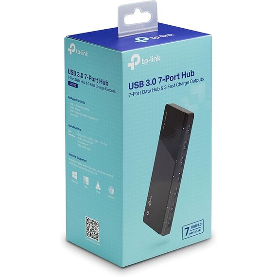 TP-Link UH700 USB 3.0 Hub mit Stromversorgung, 7-Port USB Verteiler & Splitter, idealer USB Adapter mehrfach für Windows, Mac, Chrome & Linux OS, mit Netzteil & EIN/Aus-Schalter