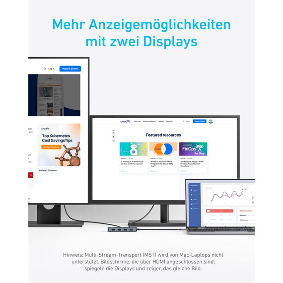 Anker 7-in-1 USB-C Hub, Dual Display USB-C Docking Station, Dual HDMI Display, 100W Stromzufuhr, 10Gbit/s Datenübertragungen, USB-Anschlüsse für MacBook Air/Pro, Dell XPS, iPad Pro und mehr