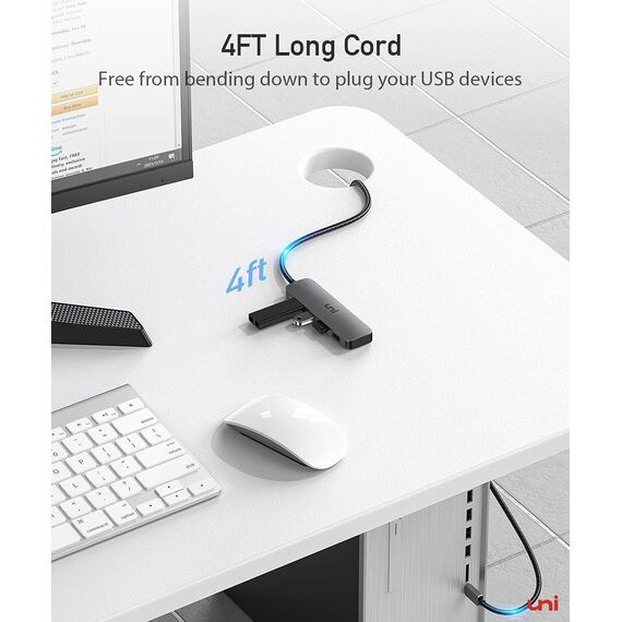 Uni USB C 3.0 Hub 4-Port, 1.2M Ultra Slim Data Hub, kompatibel mit MacBook Pro, iPad Pro, MacBook Air, Dell XPS, Surface Book und mehr