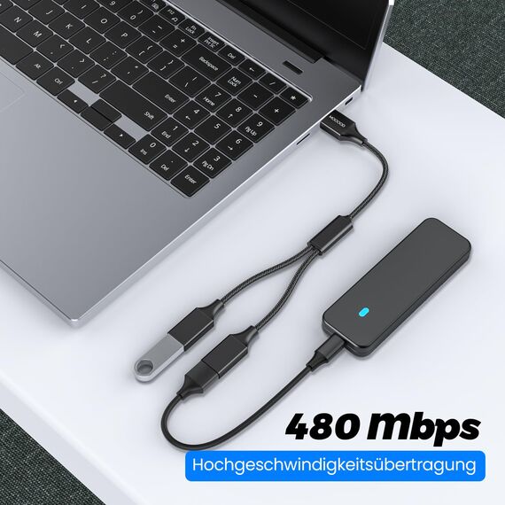 MOGOOD USB-Splitterkabel, USB-Y-Splitter-Adapter, Dual-USB-2.0-Netzkabel-Verlängerung zum Laden/Datenübertragung/Laptop/Mac/Auto
