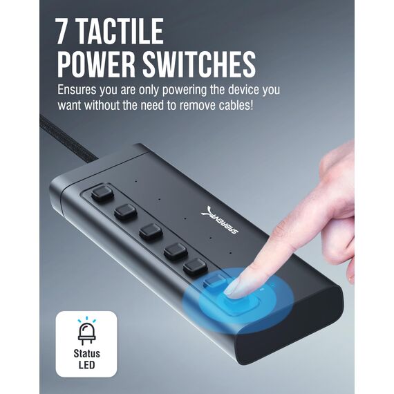 SABRENT USB C Hub 7 Port 48 W mit Schaltern (HB-3A4C)