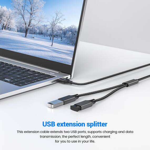 MOGOOD USB Splitter Kabel USB Y Splitter Adapter Dual USB 2.0 Netzkabel Verlängerung zum Laden/Datenübertragung Dual Double USB Port Extender Hub Extra Multiport Data Split Adapter für Laptop/Mac/Auto