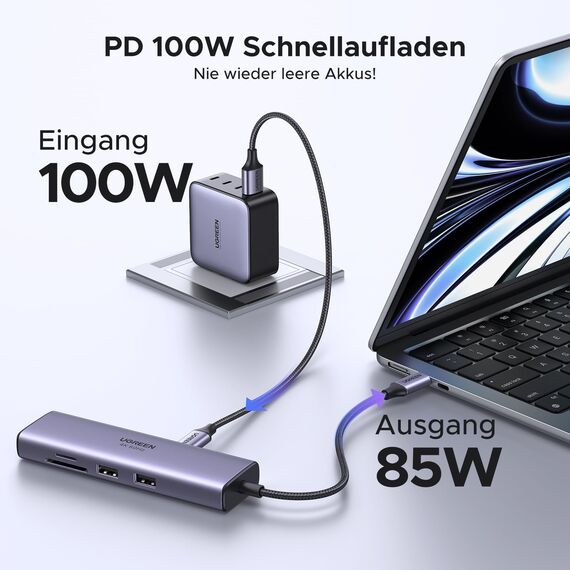 UGREEN Revodok 107 USB C Hub Ethernet 7 in 1 Dock mit 4K 60Hz HDMI, LAN RJ45, PD 100W, SD/TF, 2 USB 3.0 Kompatibel mit iPhone 17/16, Mac mini M4, MacBook Pro/Air, iPad Pro, Surface Pro 7, iMac usw.