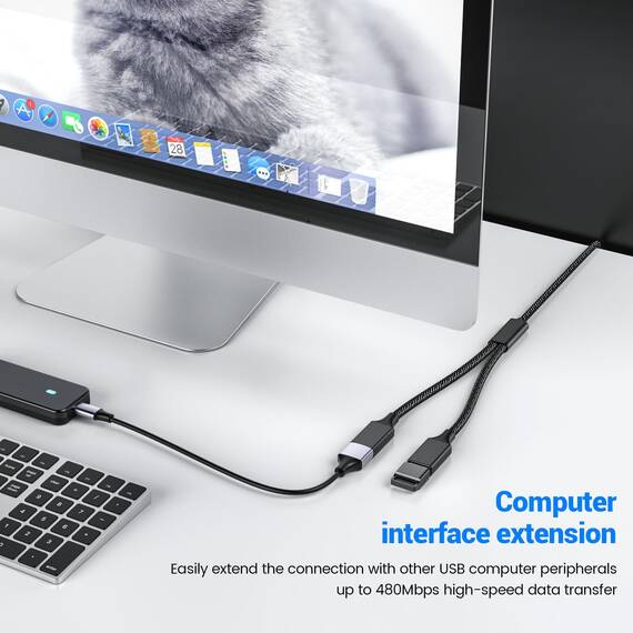 MOGOOD USB Splitter Kabel USB Y Splitter Adapter Dual USB 2.0 Netzkabel Verlängerung zum Laden/Datenübertragung Dual Double USB Port Extender Hub Extra Multiport Data Split Adapter für Laptop/Mac/Auto