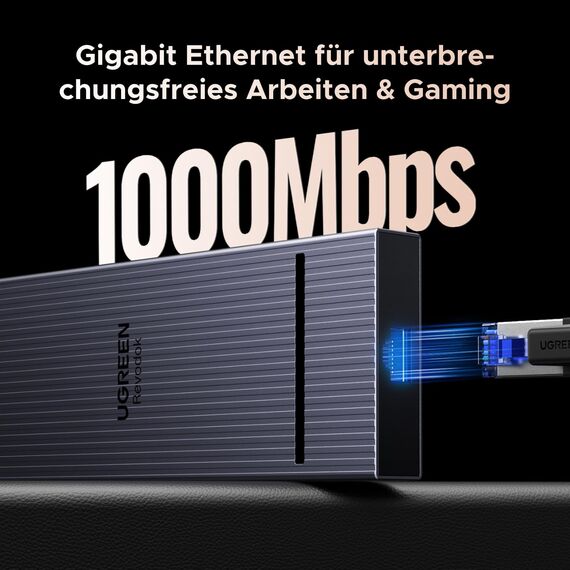 UGREEN Triple Display Dock - 2×HDMI 4K@60Hz, DisplayPort 4K@120Hz, 400 mm Kabellänge, 10Gbps USB-C, USB-A, SD/TF Kartenleser, LAN, Audio, 100W PD - Kompatibel mit ThinkPad X1, HP Envy 17, XPS 15