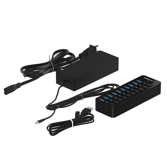Sabrent USB Hub aktiv 3.0 mit netzteil 60W 10port, USB Adapter mehrfach Verlängerung, USB Verteiler, Powered USB hub, langes Kabel mit EIN/AUS-schaltern, für PS5, PC, Laptop, MacBook, usw. (HB-BU10)