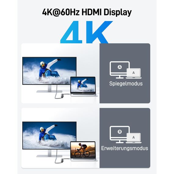 acer USB C Hub 7 in 1, 4K@60Hz HDMI Adaptermit PD 100W, 2X USB 3.0, Kartenleser und Bildschirmsteuerung, 7 in 1 Docking Station USB-C für MacBook Pro/Air, Surface, iPhone 16 Pro