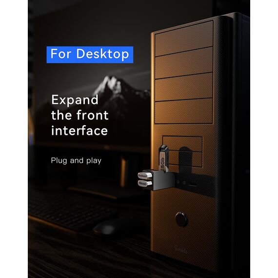 FORIDA 3-Port Mini USB-Hub, Tragbarer USB-Verteiler (1 Eingang, 3 Ausgänge) für Computer-Zubehör (Schwarz)