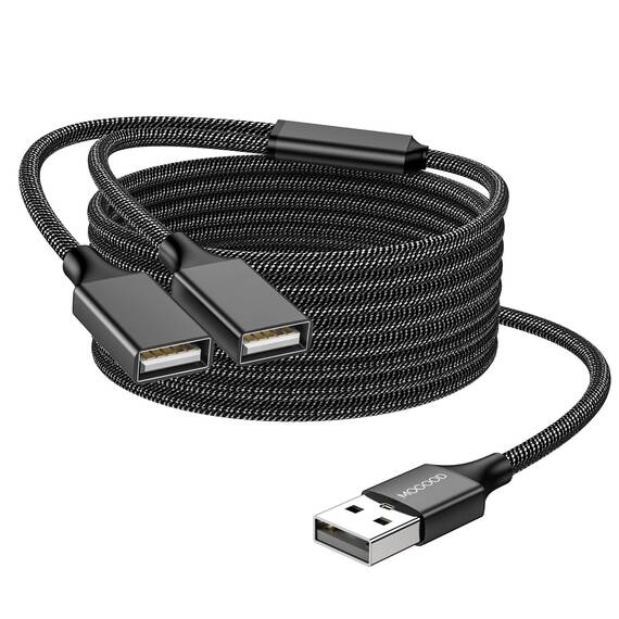 MOGOOD USB Splitter Kabel USB Y Splitter Adapter Dual USB 2.0 Netzkabel Verlängerung zum Laden/Datenübertragung Dual Double USB Port Extender Hub Extra Multiport Data Split Adapter für Laptop/Mac/Auto