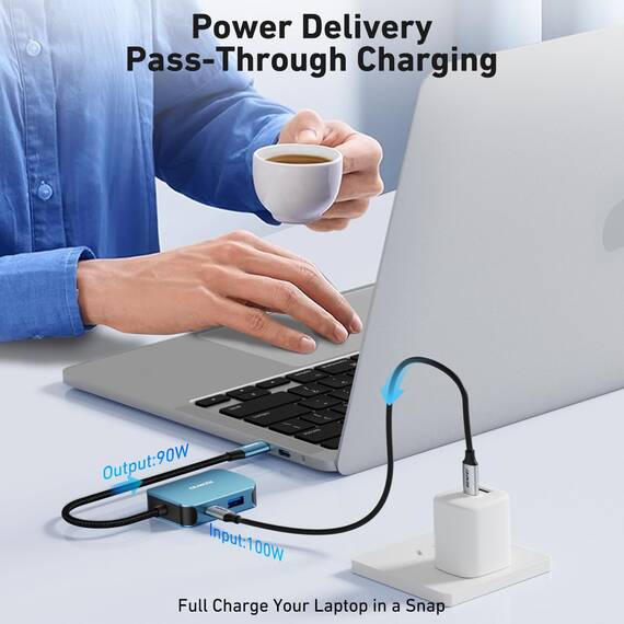 BENFEI USB C HUB 4in1,USB C Multiport-Adapter mit 4K HDMI/ 1080P VGA/ 5Gbps USB 3.0 Data Port/Typ C 60W Power Delivery, kompatibel für iPhone 15 Pro/Max MacBook Pro/Ai iPad Pro iMac Galaxy S23, Blau