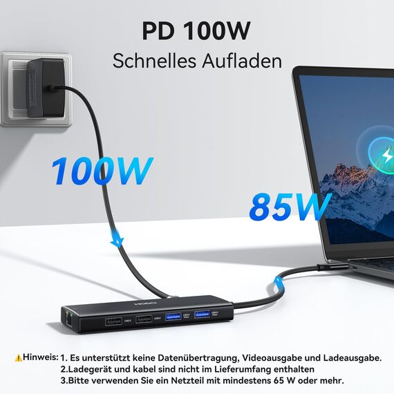 HODO USB C Hub Ethernet für MacBook Air/Pro, Adapter Mac Book Zubehör 10 in 1 mit 4K 60Hz HDMI, Ethernet, 100W PD, SD TF Kartensteckplatz, 4USB und USB-C Datenport, Type C Dongle für iPad, Surface