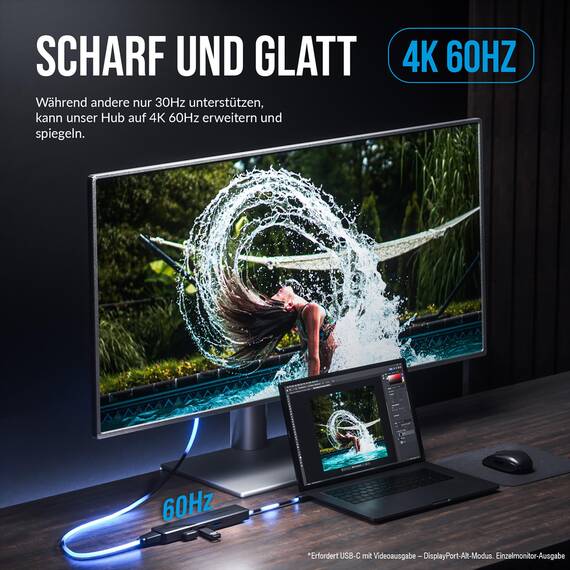 SABRENT USB C Hub mit HDMI 4K 60Hz, 3X USB A, PD 100W Ladegerät, 5-in-1 Multiport Adapter Mehrfach Dock, USB-C Port Dongle kompatibel mit MacBook, iPhone 15/16, iPad, Steam Deck, Laptop, PC (HB-TC5P)