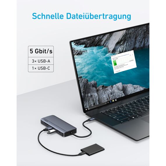 Anker Dual-Display USB-C Hub (10-in-1), 4K@30Hz HDMI Display mit 100W Max Power Delivery, 5 Gbit/s USB-C und USB-A Datenports, Für MacBook, Lenovo, Dell XPS, HP Laptops A83C20A1