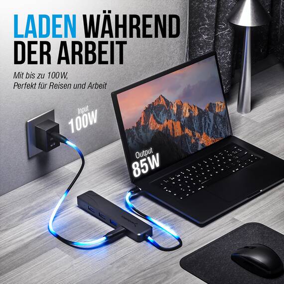 SABRENT USB C Hub mit HDMI 4K 60Hz, 3X USB A, PD 100W Ladegerät, 5-in-1 Multiport Adapter Mehrfach Dock, USB-C Port Dongle kompatibel mit MacBook, iPhone 15/16, iPad, Steam Deck, Laptop, PC (HB-TC5P)