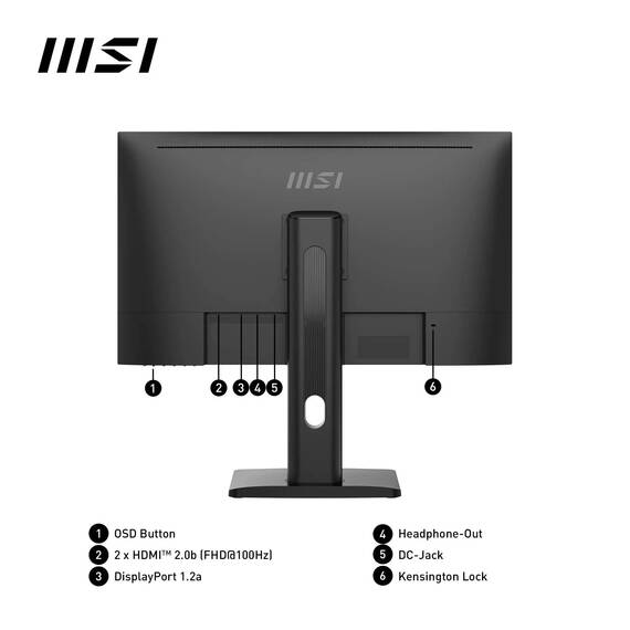MSI PRO MP273QPDE E2 27 Zoll WQHD Büromonitor - 2560 x 1440 IPS Panel, 100Hz, augenfreundlich, eingebaute Lautsprecher, ergonomisch Einstellbarer Standfuß - HDMI 2.0b (WQHD@100Hz), DP 1.2a