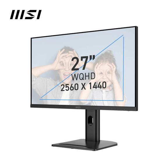 MSI PRO MP273QPDE E2 27 Zoll WQHD Büromonitor - 2560 x 1440 IPS Panel, 100Hz, augenfreundlich, eingebaute Lautsprecher, ergonomisch Einstellbarer Standfuß - HDMI 2.0b (WQHD@100Hz), DP 1.2a