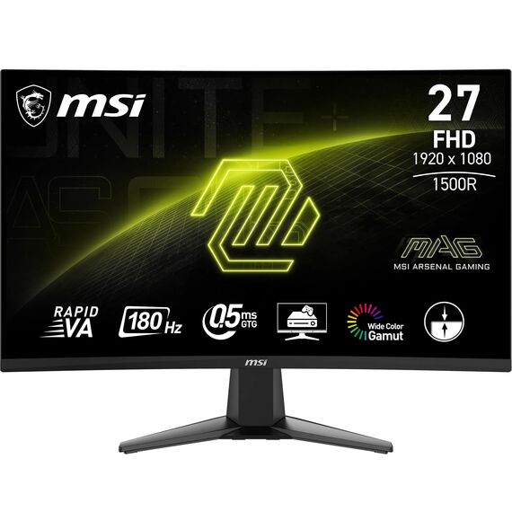 MSI MAG 27C6F 27 Zoll FHD Curved Gaming Monitor - 1500R 1920 x 1080 Rapid VA Panel, 180 Hz / 1ms (GtG), Adaptive-Sync - DP 1.2a, HDMI™ CEC