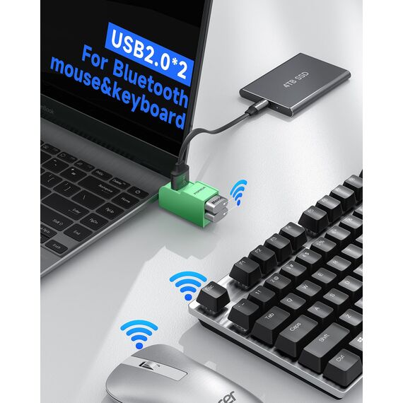 FORIDA 3 in 1 USB 3.0 Hub, Mini USB Hub Splitter mit Mehreren USB3.0 Adapter, 1 USBA 3.0 & zu 2 USB2.0 Out, Mutil Ports USB Verteiler für Laptop, MacBook, Flash-Laufwerk, Tastatur, Maus (Grün)