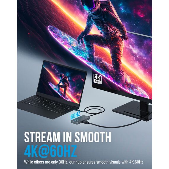 SABRENT USB C Hub 5-Port - 2X USB-A, 2X USB-C, 4K@60Hz HDMI, 80W Power Delivery, Aluminium Dockingstation für Laptop, Tablet, Smartphone, HDR/HDCP Unterstützung (HB-TG5P)