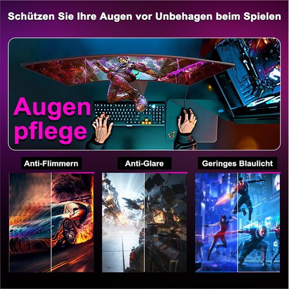 Minifire 27 Zoll Curved Gaming Monitor - 160Hz, FHD(1920x1080), VA 1500R, 1ms GtG, sRGB 110%, HDR, Adapive Sync, Blaulichtfilter, VESA 100 * 100, HDMI 2.0/DP 1.2 mit HDMI-Kabel (MFG27C1L)