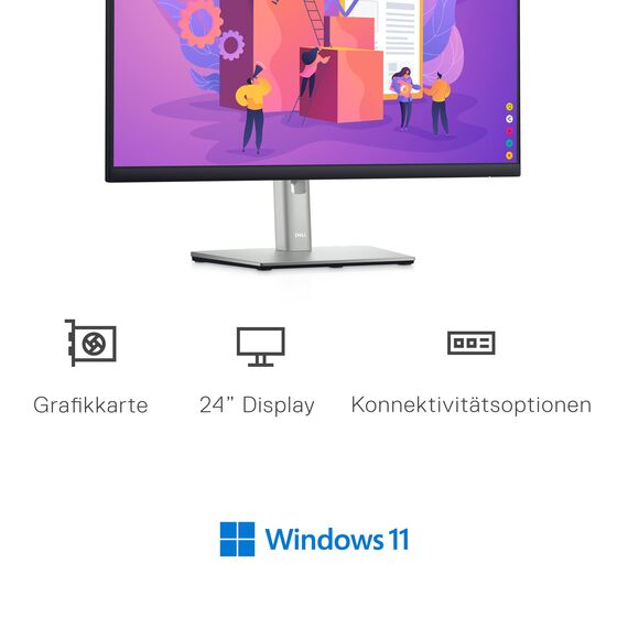 Dell P2422H 24 Zoll Full HD (1920x1080) Monitor, 60Hz, IPS, 5ms, 99% sRGB, DisplayPort, HDMI, VGA, 5x USB, 3 Jahre Garantie, Schwarz