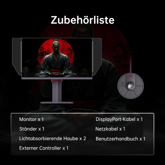 KTC 24,1 Zoll 400Hz Gaming Monitor, Fast TN Panel, 1ms Reaktionszeit, 1000:1 Kontrast, Verstellbarer Standfuß, Dual HDMI & DP Anschlüsse, Blendschutzhaube, Integrierter Kopfhörerhaken – für E-Sports