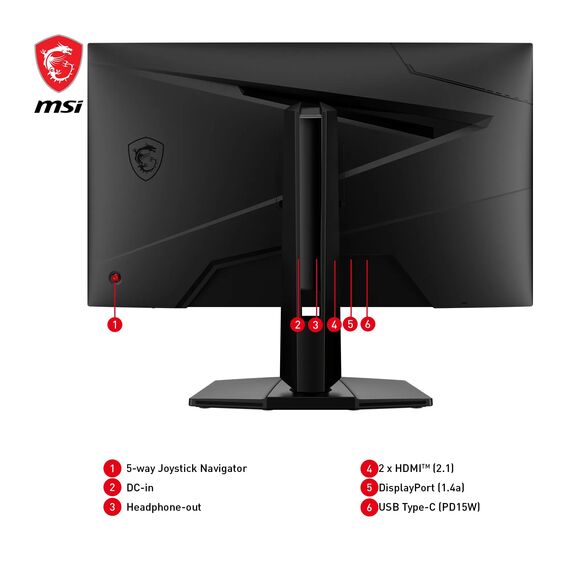 MSI MAG 274UPF E2 27 Zoll UHD Gaming Monitor - 3840 x 2160 Rapid IPS Panel, 160 Hz / 0.5ms (GtG, Min.), 133% sRGB Farbraum, rahmenloses Design, VESA DisplayHDR 400 - DisplayPort 1.4a, HDMI™, USB Typ-C