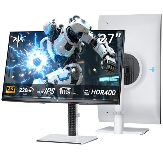 KTC Gaming Monitor 27 Zoll | 2K@200Hz | Eingebaute Lautsprecher | Fast IPS Panel | 1ms Reaktionszeit (MPRT) | 450 cd/㎡ Helligkeit, HDR400 | Adaptive Sync | 131% sRGB, 97% DCI-P3, ΔE＜2 | Weiß