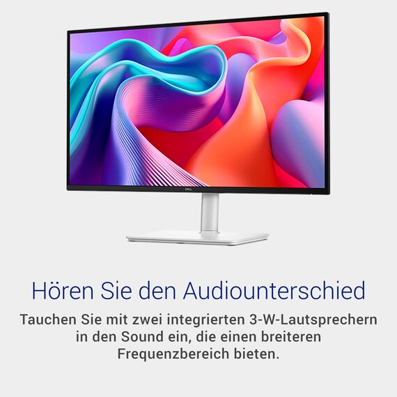 Dell 27 Plus Monitor - S2725DSM, QHD (2560x1440), 144Hz, IPS, 1ms MPRT, AMD FreeSync, 99% sRGB, Höhenverstellbar, Eingebaute Lautsprecher, DisplayPort, HDMI, 3 Jahre Garantie, Weiß