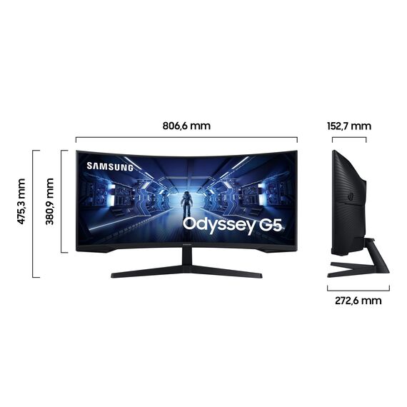 Samsung Gaming Monitor G5 C34G55TWWP, 34 Zoll, VA-Panel, UWQHD-Auflösung, AMD FreeSync Premium, Krümmung 1000R, Bildwiederholrate 165 Hz, Reaktionszeit 1 ms (MPRT), schwarz