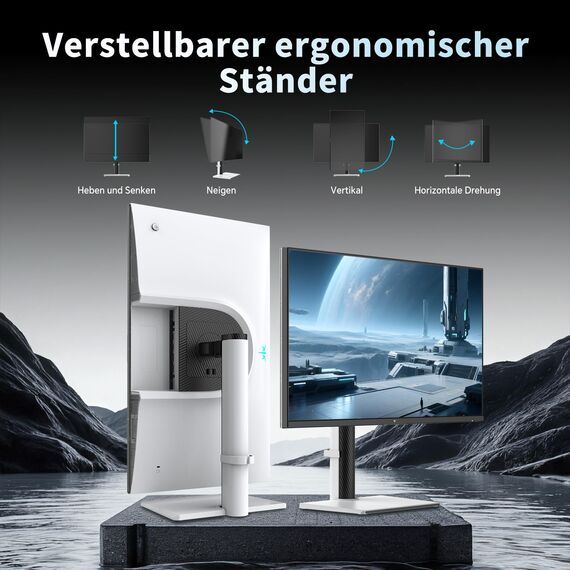 KTC Gaming Monitor 27 Zoll | 2K@200Hz | Eingebaute Lautsprecher | Fast IPS Panel | 1ms Reaktionszeit (MPRT) | 450 cd/㎡ Helligkeit, HDR400 | Adaptive Sync | 131% sRGB, 97% DCI-P3, ΔE＜2 | Weiß