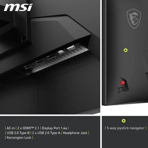 MSI MAG 272URDF E16 Gaming Monitor 27 Zoll UHD - Rapid IPS Panel 3840x2160, 0,5ms, DisplayHDR 400, AI Vision, Dual-Mode, HDMI 2.1, DP 1.4a, Neigung und Höhe verstellbar, Schwarz