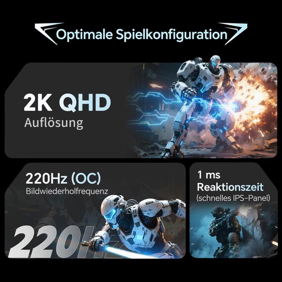 KTC Gaming Monitor 27 Zoll | 2K@200Hz | Eingebaute Lautsprecher | Fast IPS Panel | 1ms Reaktionszeit (MPRT) | 450 cd/㎡ Helligkeit, HDR400 | Adaptive Sync | 131% sRGB, 97% DCI-P3, ΔE＜2 | Weiß
