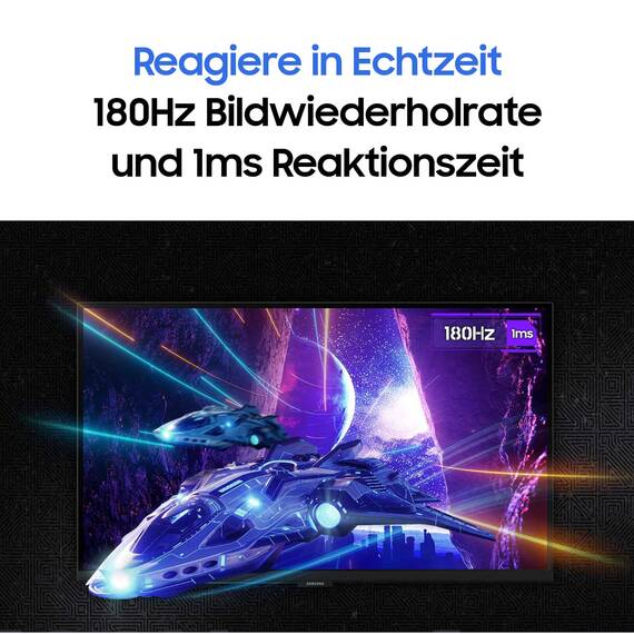 Samsung Odyssey G50D QHD Gaming Monitor, 27 Zoll, Bildschirm mit Fast IPS-Panel, 2.560 x 1.440 Pixel, AMD FreeSync, Bildwiederholrate 180 Hz, Reaktionszeit 1 ms (G/G)