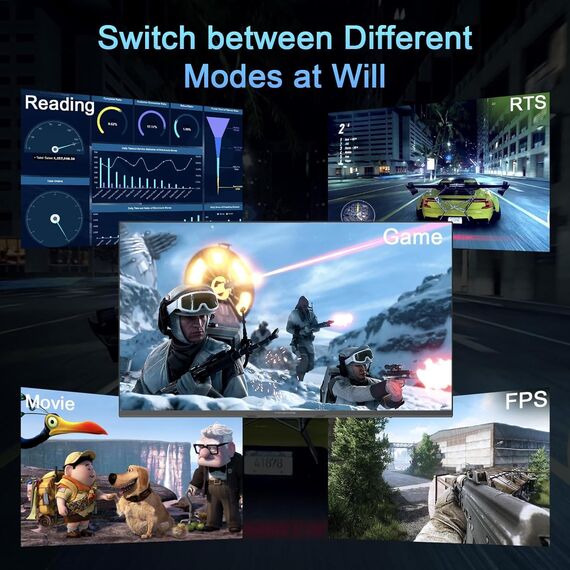 Minifire Monitor 27 Zoll Bildschirm im rahmenlosen Design, IPS, 120Hz, USB Tpye-C, FHD(1080P), sRGB110%, 300 Nits, FreeSync, Eye-Care, HDMI USB Type-C Anschlüsse, unterstützt VESA - Schwarz