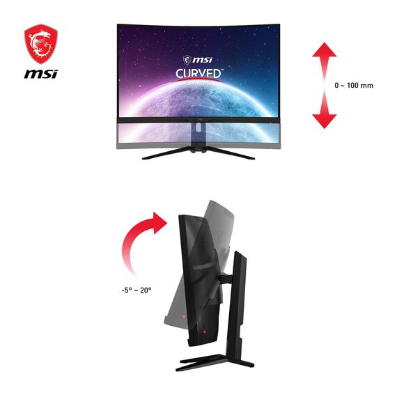 MSI MAG 325CQRXFDE 31,5 Zoll WQHD Curved Gaming Monitor - 1000R, 2560 x 1440 Rapid VA Panel, 240 Hz / 1ms, 115% sRGB, DisplayHDR 400, Adaptive Sync, Mystic Light - DP 1.4a, HDMI 2.0, USB Typ-C