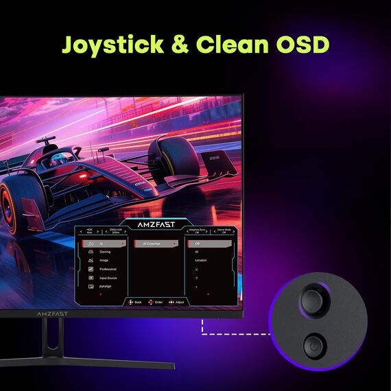 Amzfast Curved Gaming Monitor 27 Zoll - 200Hz, QHD 2560x1440, 1500R, 1ms MPRT, Adaptive Sync, 97% DCI-P3 | 5000:1 Kontrast, HDR, 400 cd/m², VESA 100×100, HDMI 2.0×2, DP 1.4×2 - AMZG27C1Q