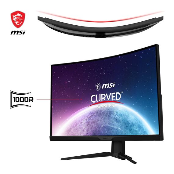 MSI MAG 325CQRXFDE 31,5 Zoll WQHD Curved Gaming Monitor - 1000R, 2560 x 1440 Rapid VA Panel, 240 Hz / 1ms, 115% sRGB, DisplayHDR 400, Adaptive Sync, Mystic Light - DP 1.4a, HDMI 2.0, USB Typ-C