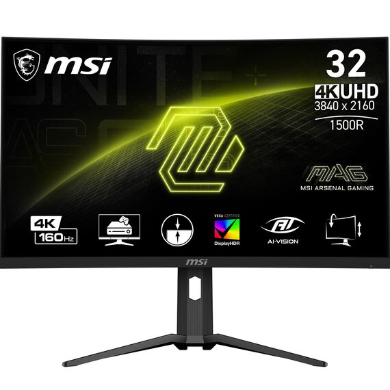 MSI MAG 321CUPDE 31,5 Zoll UHD Curved Gaming Monitor - 1500R 3840 x 2160 VA Panel, 160Hz / 1ms, Adaptive-Sync - DP 1.4a, USB Typ-C (DP alt., w/ 15W PD), HDMI 2.1 CEC