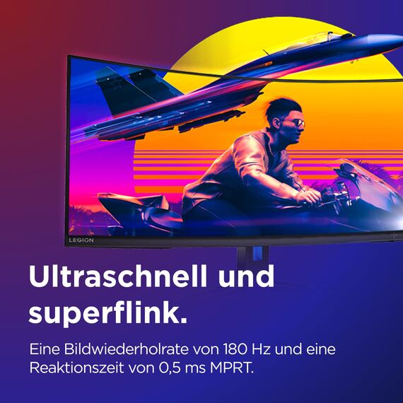 Lenovo Legion R34w-30 | 34" UWQHD Curved Gaming Monitor | 3440x1440 | 180Hz | 350 nits | 0,5ms Reaktionszeit | VA-Panel | HDMI | DisplayPort | AMD FreeSync Premium | entspiegelt | 8,1kg | schwarz