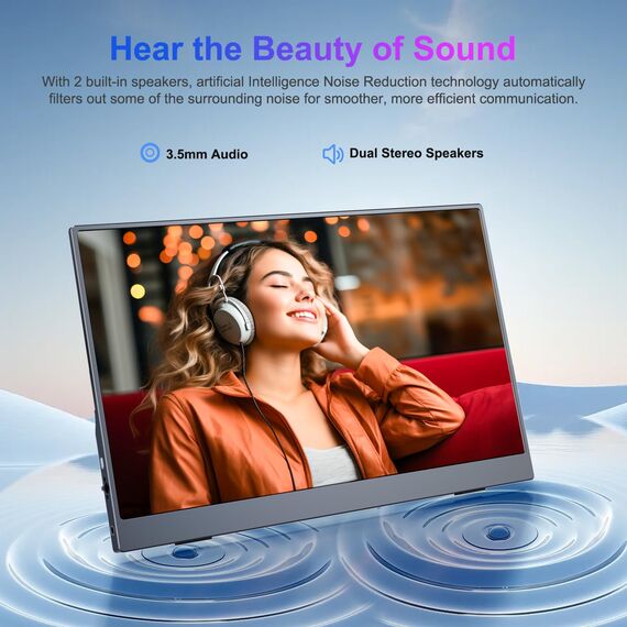 MOMODS Portable Monitor, 15.6 Zoll Tragbarer Monitor, IPS FHD 1080P HDR, Externer Mobile Bildschirm mit Mini HDMI Typ C, für Laptop, Mac, PS5, Xbox