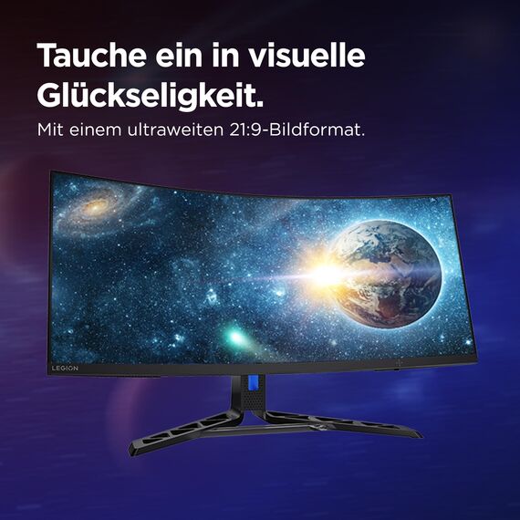 Lenovo Legion R34w-30 | 34" UWQHD Curved Gaming Monitor | 3440x1440 | 180Hz | 350 nits | 0,5ms Reaktionszeit | VA-Panel | HDMI | DisplayPort | AMD FreeSync Premium | entspiegelt | 8,1kg | schwarz