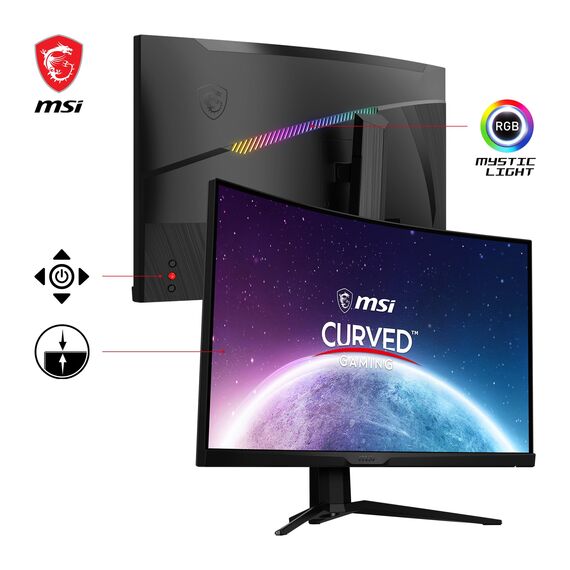 MSI MAG 325CQRXFDE 31,5 Zoll WQHD Curved Gaming Monitor - 1000R, 2560 x 1440 Rapid VA Panel, 240 Hz / 1ms, 115% sRGB, DisplayHDR 400, Adaptive Sync, Mystic Light - DP 1.4a, HDMI 2.0, USB Typ-C