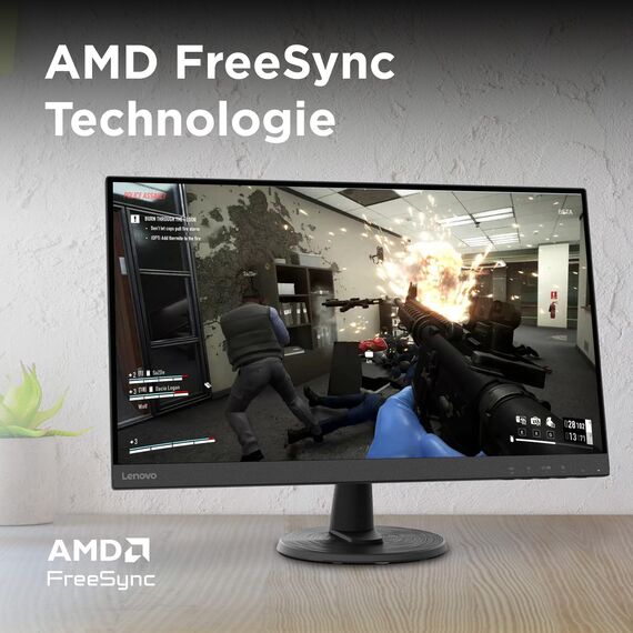 Lenovo D27-45 Monitor | 27" Full HD Monitor | 1920x1080 | 75Hz | 250 nits | 4ms Reaktionszeit | VA-Panel | HDMI | VGA | AMD Radeon FreeSync | entspiegelt | 4,6kg | schwarz