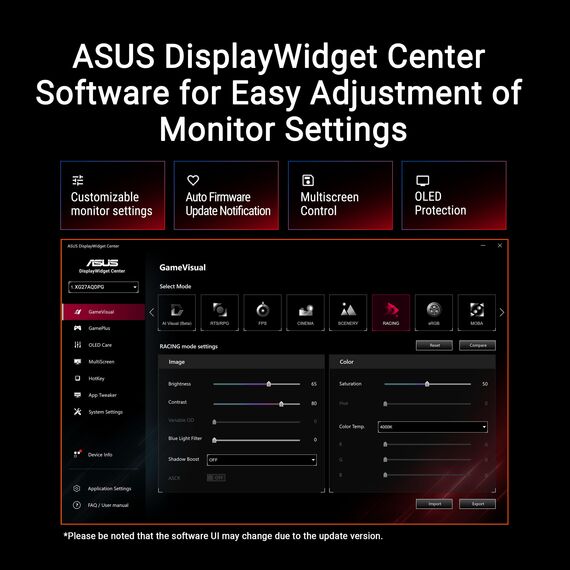 ASUS ROG Strix XG27ACDMS 27 Zoll WQHD Gaming Monitor (280 Hz, 0.03ms GtG, G-Sync, FreeSync, AdaptiveSync, ELMB, 10-bit QD-OLED Panel, 16:9, 2560x1440, DP 1.4, HDMI 2.1, USB-C mit 15W, Ergo.)